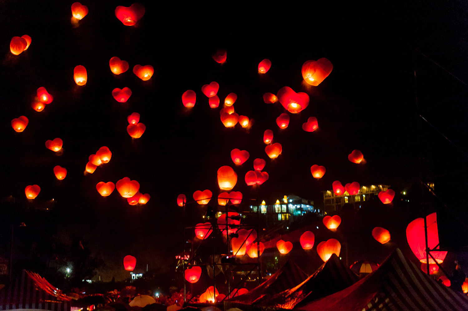 As the main event of  Pingxi Sky Lantern Festival, at Shifen Sky Lantern Square on the Fifteenth day of Lunar New Year, Lantern Festival, Taipei,Taiwan