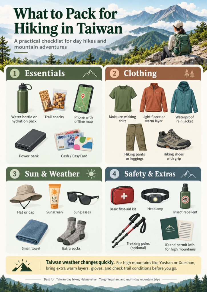 Taiwan Hiking Packing Checklist